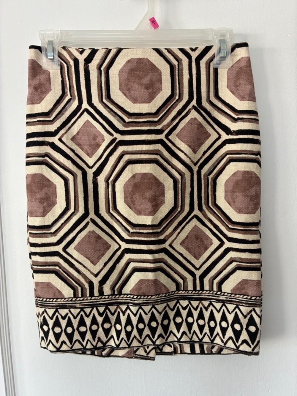 LOFT Geometric Octagon Pencil Skirt in Mauve, Cream and Black